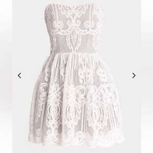 Dress the Population White Lace Strapless Dress